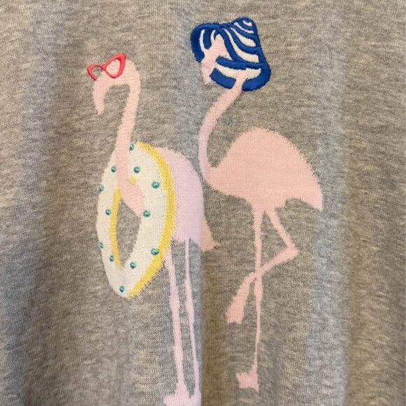 Women Talbots Lightweight Gray Flamingo Tie Back Long‎ Sleeve Sweater-Size Small - Picture 8 of 10